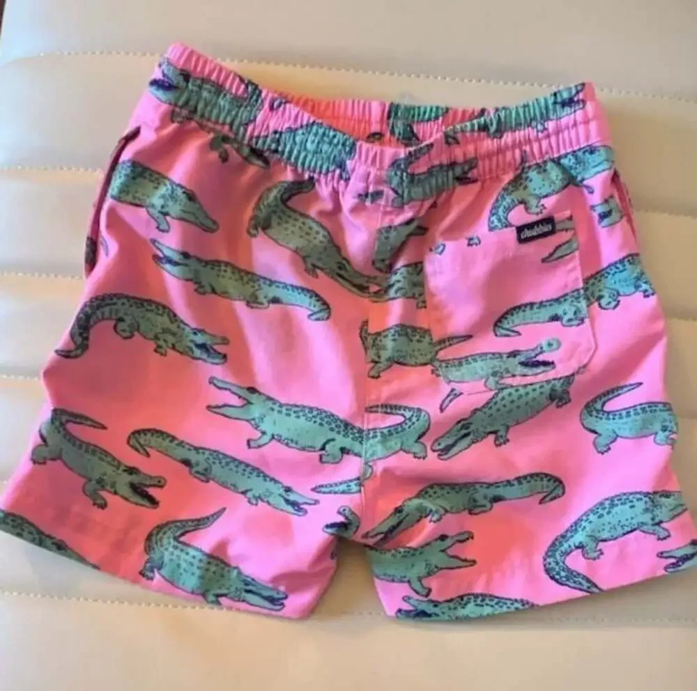 Chubbies Kids The Lil Glades Alligator Print Swim Trunks